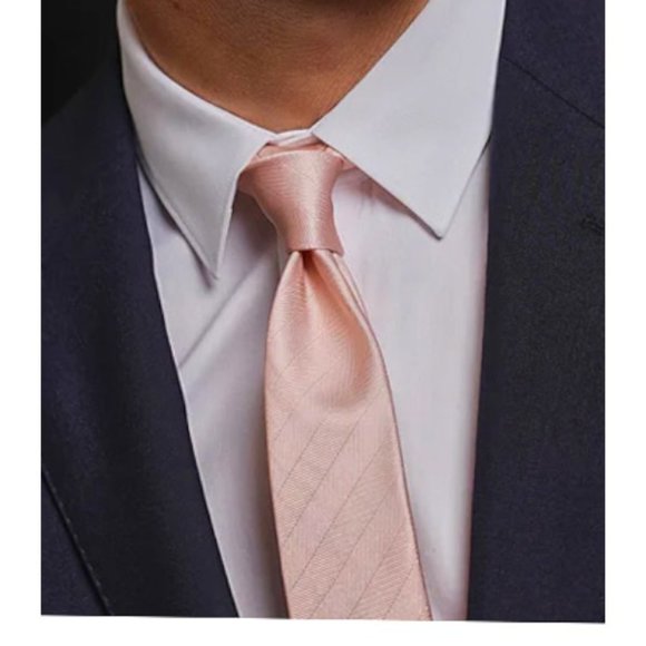 TIE BAR Vow Blush 100% Silk Stain‎ Resistant Handmade Extra Long Necktie NIP - Picture 4 of 10